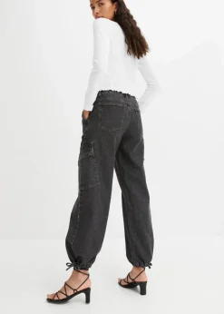 bonprix Jeans^Cargo-Jeans Mid Waist dunkelgrau denim