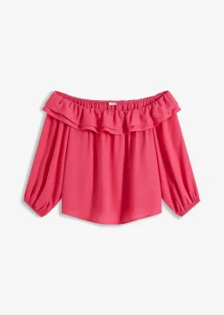 bonprix Bekleidung·Jacken & Mäntel|Blusen & Tuniken^Carmenbluse aus recyceltem Polyester dunkelpink