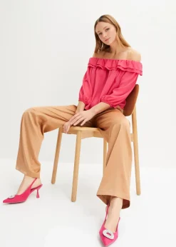 bonprix Bekleidung·Jacken & Mäntel|Blusen & Tuniken^Carmenbluse aus recyceltem Polyester dunkelpink