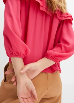 bonprix Bekleidung·Jacken & Mäntel|Blusen & Tuniken^Carmenbluse aus recyceltem Polyester dunkelpink
