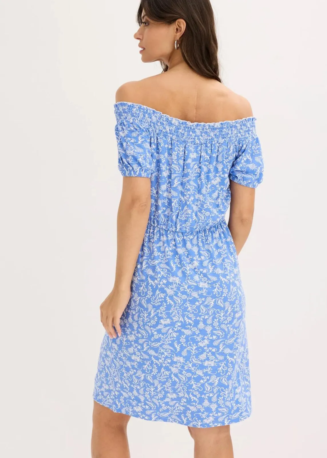 bonprix Bekleidung·Pullover & Strickjacken|Kleider^Carmen-Kleid mittelblau paisley