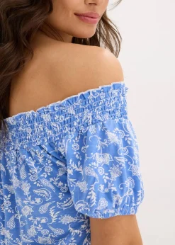 bonprix Bekleidung·Pullover & Strickjacken|Kleider^Carmen-Kleid mittelblau paisley