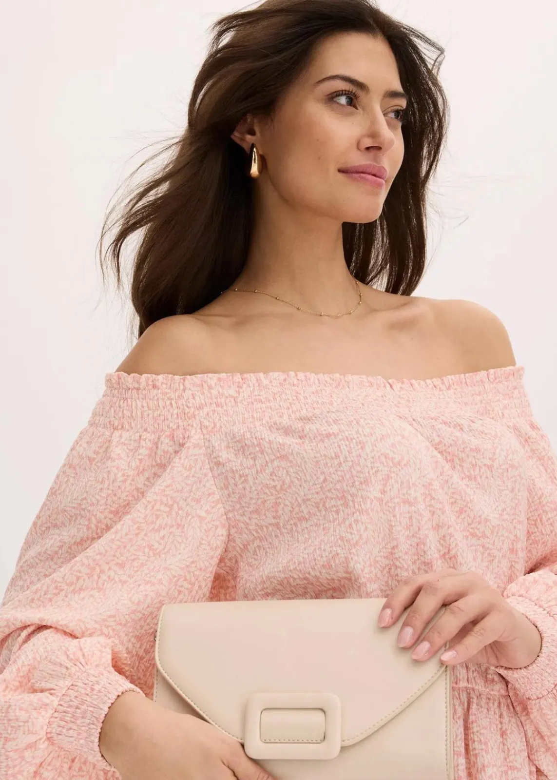 bonprix Kleider|Bekleidung·Pullover & Strickjacken^Carmen-Kleid rosa/weiß floral