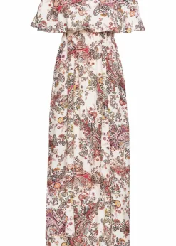 bonprix Kleider^Carmen-Kleid aus fließender Viskose beige paisley