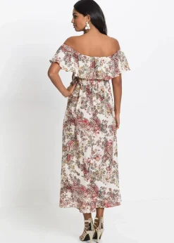 bonprix Kleider^Carmen-Kleid aus fließender Viskose beige paisley