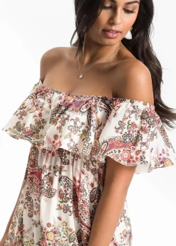 bonprix Kleider^Carmen-Kleid aus fließender Viskose beige paisley