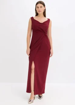 bonprix Bekleidung·Pullover & Strickjacken|Festliche Mode^Carmen-Kleid aus strukturiertem Crepe rubinrot
