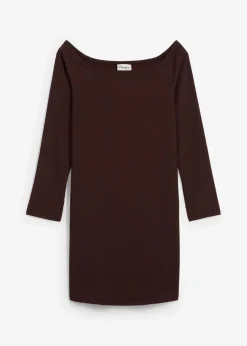 bonprix Kleider|Nachhaltigere Materialien^Carmen-Kleid aus strukturiertem Crêpe dunkelbraun