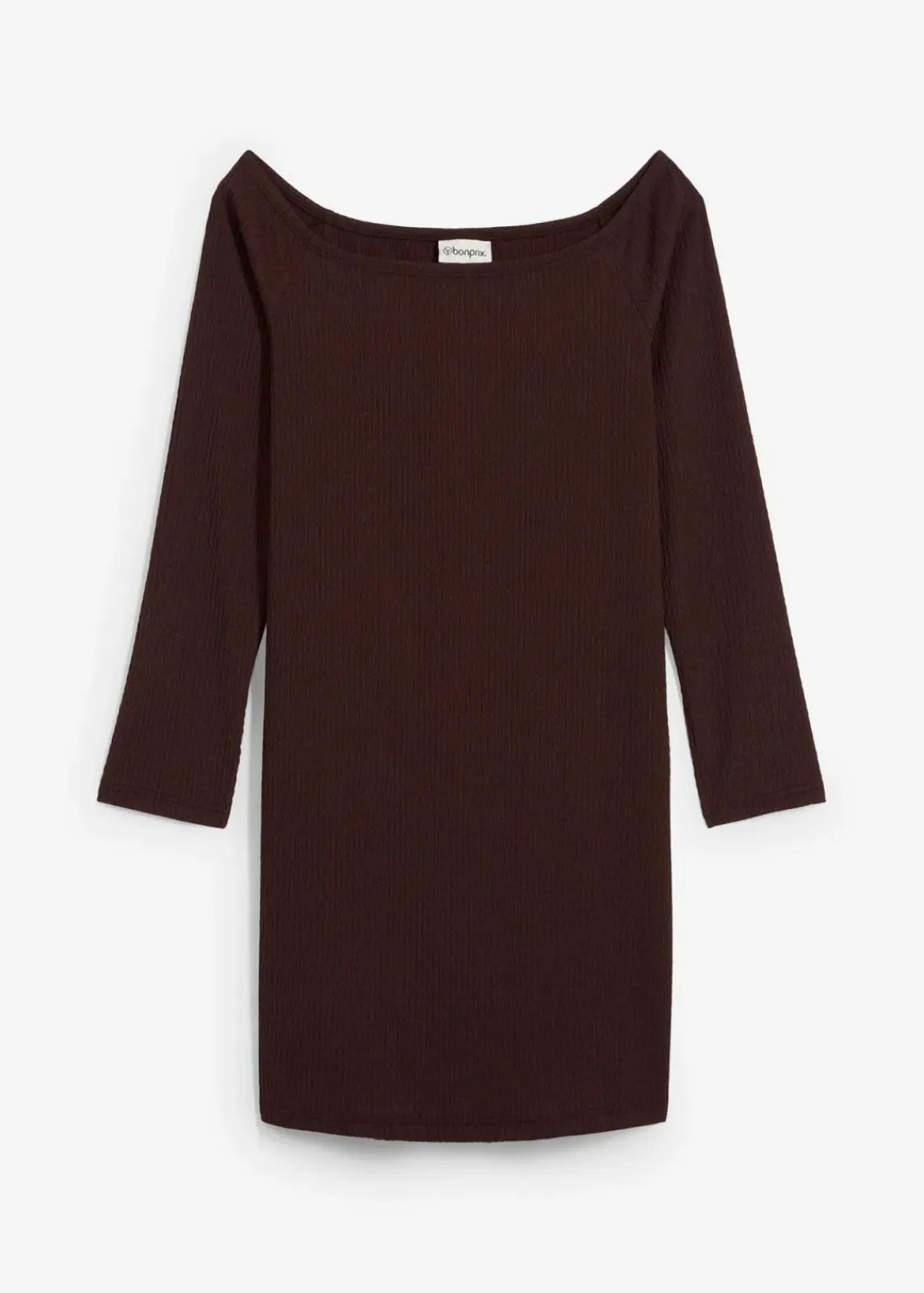 bonprix Kleider|Nachhaltigere Materialien^Carmen-Kleid aus strukturiertem Crêpe dunkelbraun