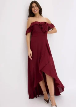 bonprix Festliche Mode|Kleider^Carmen-Kleid mit Volants rubinrot