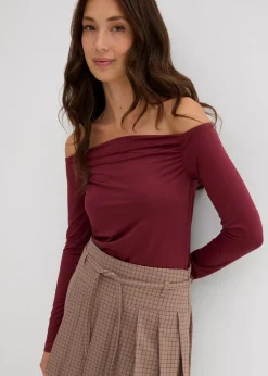 bonprix Nachhaltigere Materialien|Shirts & Tops^Carmenshirt aus leichtem Jersey dunkelbeere