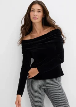 bonprix Shirts & Tops^Carmenshirt aus softem Samt schwarz