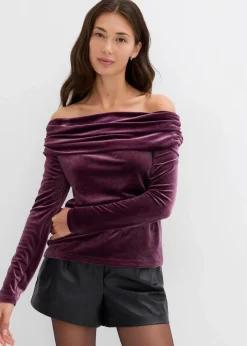 bonprix Shirts & Tops^Carmenshirt aus softem Samt weinrot