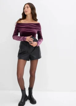 bonprix Shirts & Tops^Carmenshirt aus softem Samt weinrot