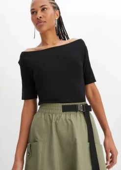 bonprix Shirts & Tops|Nachhaltigere Materialien^Carmenshirt in Viskose-Mix schwarz
