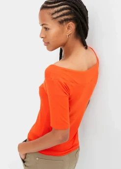 bonprix Nachhaltigere Materialien|Shirts & Tops^Carmenshirt in Viskose-Mix blutorange