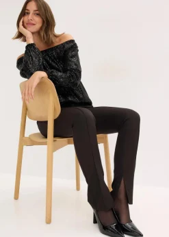 bonprix Shirts & Tops^Carmenshirt, Oversized mit Pailletten schwarz