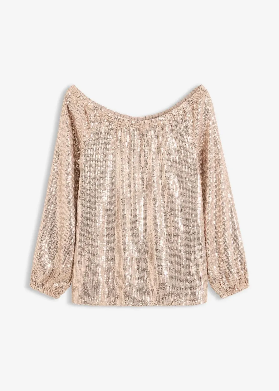 bonprix Shirts & Tops^Carmenshirt, Oversized mit Pailletten naturstein/silber