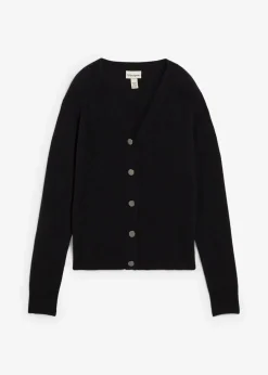 bonprix Bekleidung·Umstandsmode|Pullover & Strickjacken^Cashmerestrickjacke mit Good Cashmere Standard®-Anteil schwarz