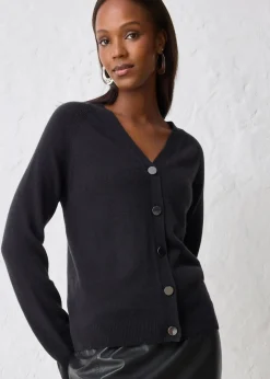 bonprix Bekleidung·Umstandsmode|Pullover & Strickjacken^Cashmerestrickjacke mit Good Cashmere Standard®-Anteil schwarz