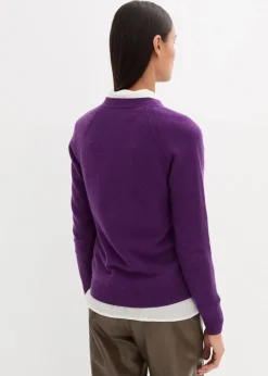 bonprix Pullover & Strickjacken|Strickmode^Cashmerestrickjacke mit Good Cashmere Standard®-Anteil tieflila