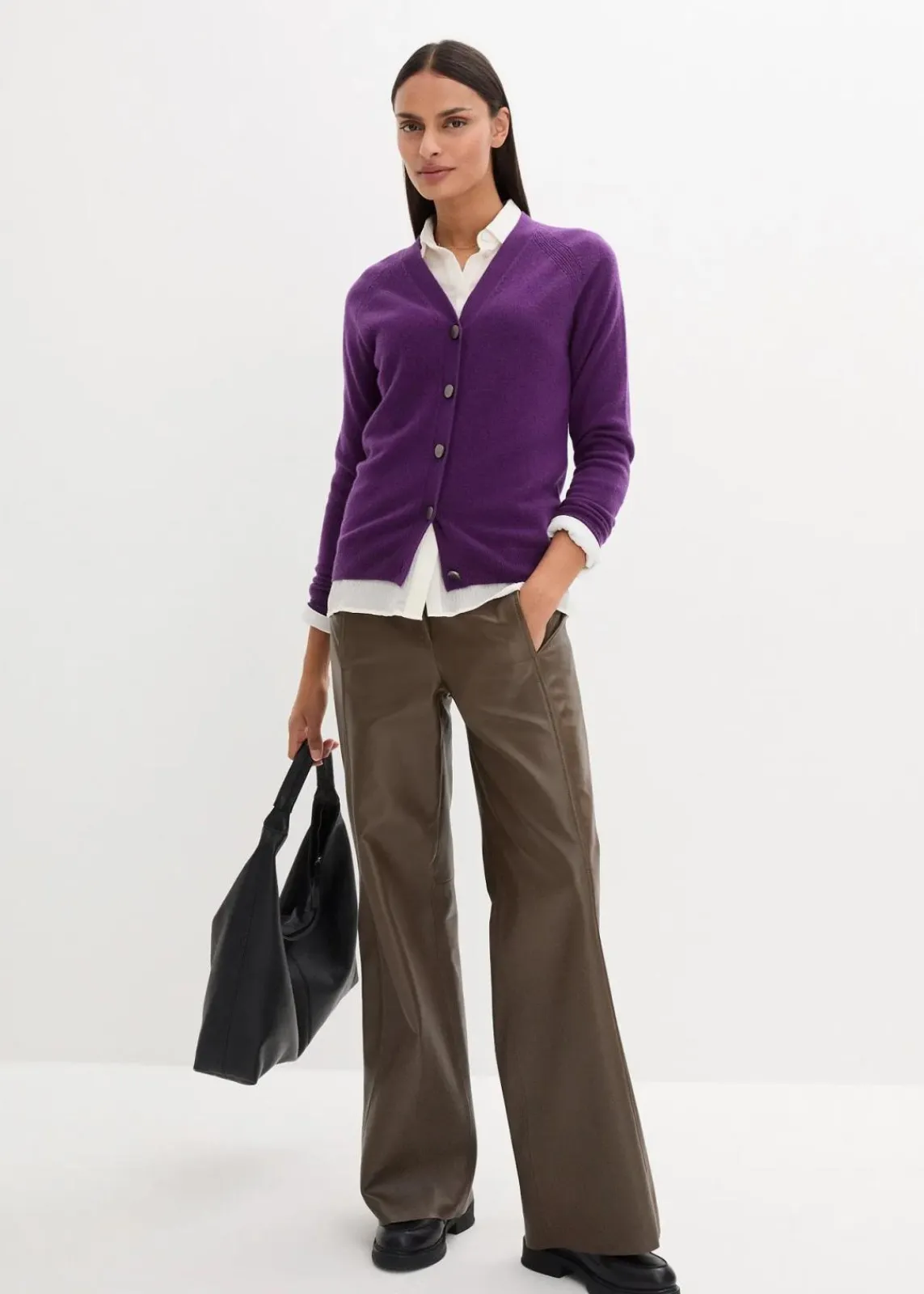 bonprix Pullover & Strickjacken|Strickmode^Cashmerestrickjacke mit Good Cashmere Standard®-Anteil tieflila