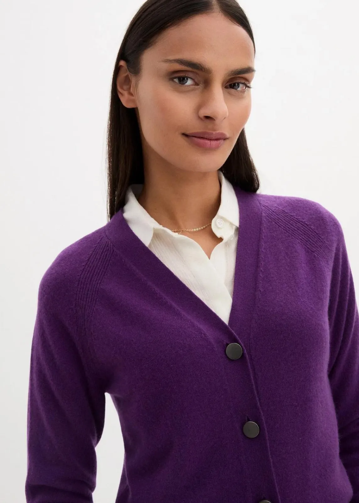 bonprix Pullover & Strickjacken|Strickmode^Cashmerestrickjacke mit Good Cashmere Standard®-Anteil tieflila