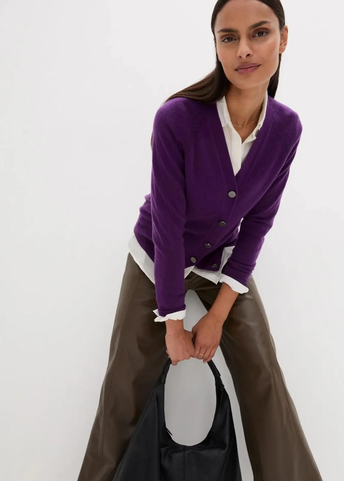 bonprix Pullover & Strickjacken|Strickmode^Cashmerestrickjacke mit Good Cashmere Standard®-Anteil tieflila