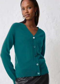 bonprix Bekleidung·Umstandsmode|Pullover & Strickjacken^Cashmerestrickjacke mit Good Cashmere Standard®-Anteil pfeffergrün