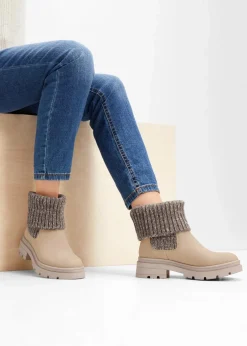 bonprix Gefütterte Winterschuhe|Stiefeletten^Chelsea Boot beige