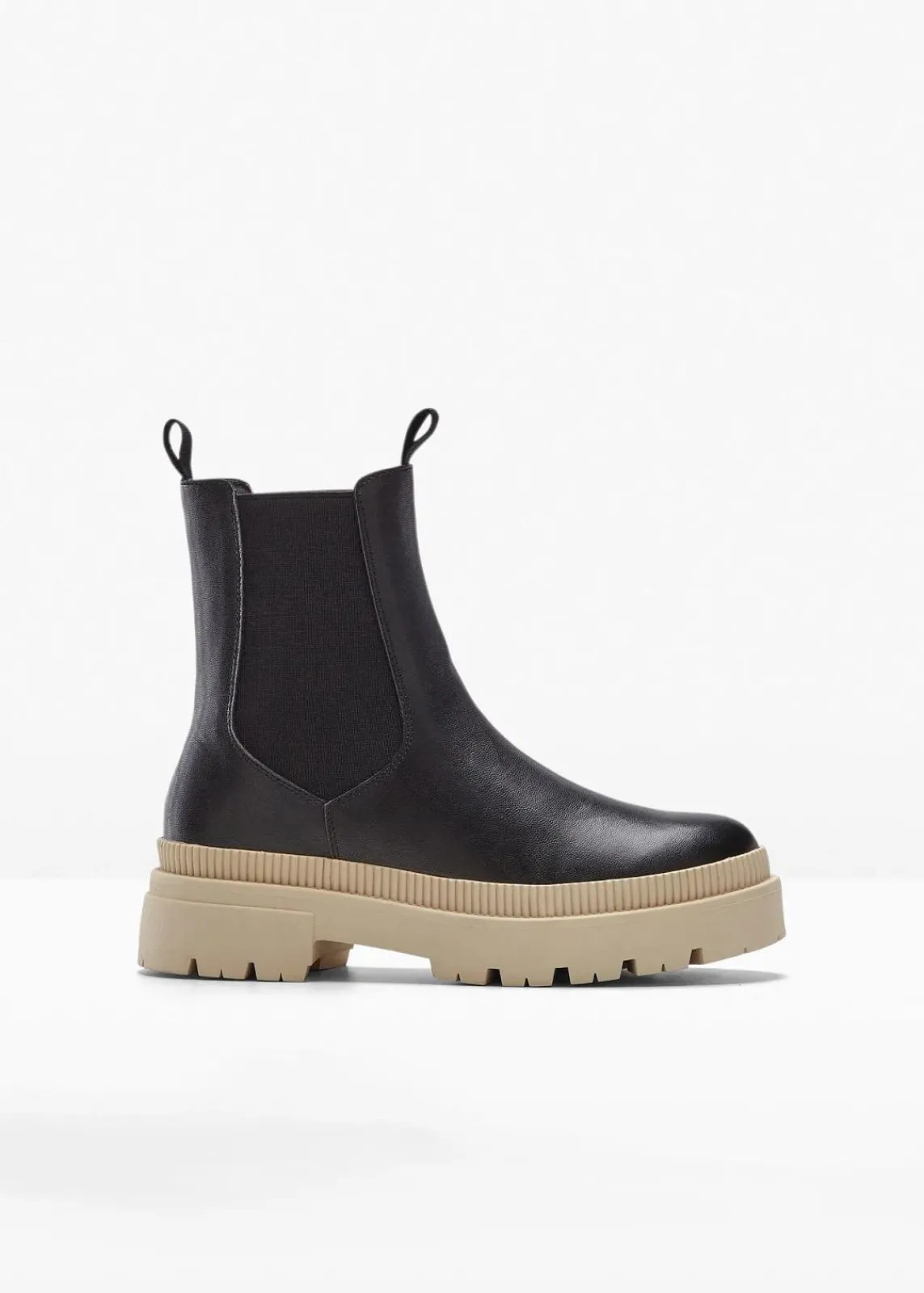 bonprix Stiefeletten|Boots^Chelsea-Boots schwarz/beige