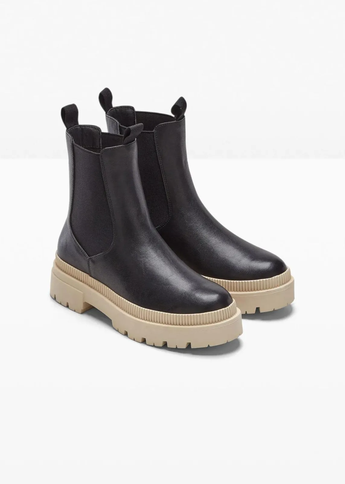 bonprix Stiefeletten|Boots^Chelsea-Boots schwarz/beige
