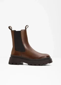 bonprix Stiefeletten|Boots^Chelsea-Boots aus Leder dunkelbraun