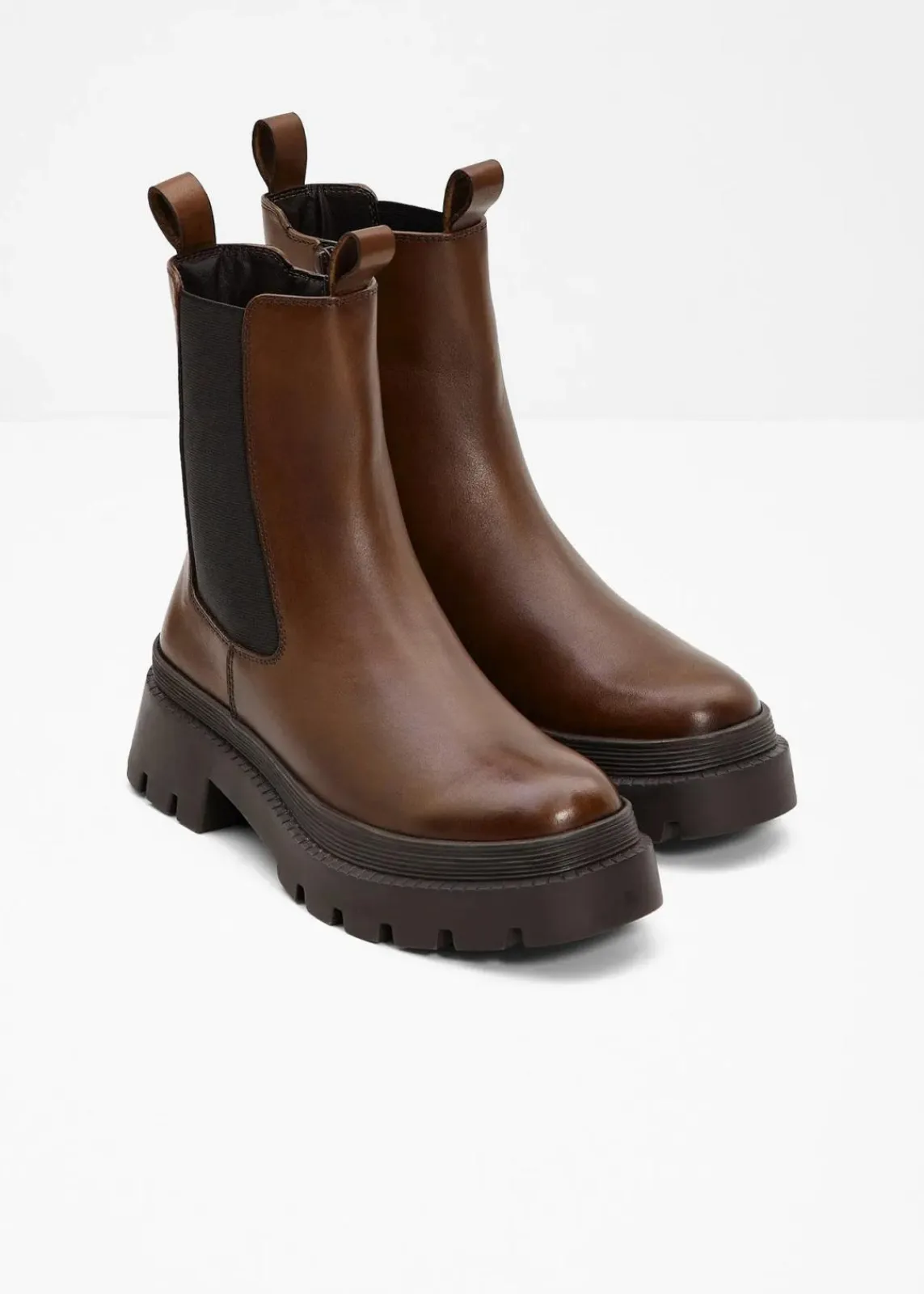 bonprix Stiefeletten|Boots^Chelsea-Boots aus Leder dunkelbraun