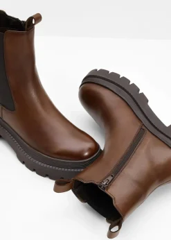bonprix Stiefeletten|Boots^Chelsea-Boots aus Leder dunkelbraun