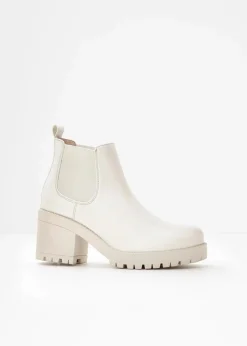 bonprix Schuhe & Accessoires In Spezialgrößen·Schuhe In Übergröße|Schuhe & Accessoires In Spezialgrößen·Elastischer Schaft^Chelsea-Boots mit Blockabsatz beige