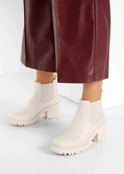 bonprix Schuhe & Accessoires In Spezialgrößen·Schuhe In Übergröße|Schuhe & Accessoires In Spezialgrößen·Elastischer Schaft^Chelsea-Boots mit Blockabsatz beige
