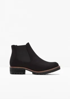 bonprix Schuhe & Accessoires In Spezialgrößen·Schuhe In Übergröße|Schuhe & Accessoires In Spezialgrößen·Elastischer Schaft^Chelsea-Boots mit Profilsohle schwarz