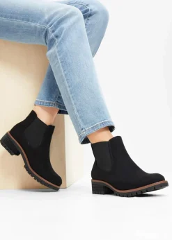 bonprix Schuhe & Accessoires In Spezialgrößen·Schuhe In Übergröße|Schuhe & Accessoires In Spezialgrößen·Elastischer Schaft^Chelsea-Boots mit Profilsohle schwarz