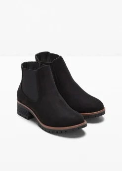 bonprix Schuhe & Accessoires In Spezialgrößen·Schuhe In Übergröße|Schuhe & Accessoires In Spezialgrößen·Elastischer Schaft^Chelsea-Boots mit Profilsohle schwarz