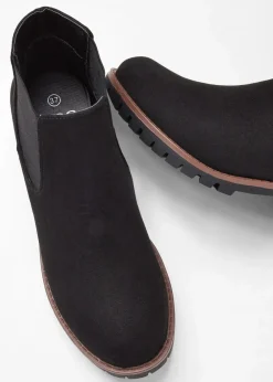 bonprix Schuhe & Accessoires In Spezialgrößen·Schuhe In Übergröße|Schuhe & Accessoires In Spezialgrößen·Elastischer Schaft^Chelsea-Boots mit Profilsohle schwarz
