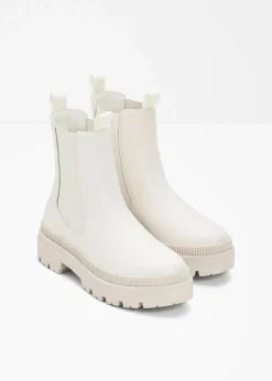 bonprix Schuhe & Accessoires In Spezialgrößen·Schuhe In Übergröße|Schuhe & Accessoires In Spezialgrößen·Elastischer Schaft^Chelsea-Boots mit Profilsohle perlweiß