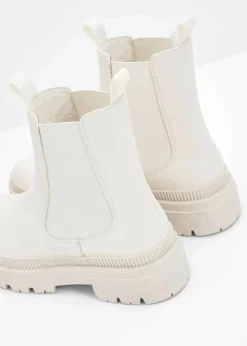 bonprix Schuhe & Accessoires In Spezialgrößen·Schuhe In Übergröße|Schuhe & Accessoires In Spezialgrößen·Elastischer Schaft^Chelsea-Boots mit Profilsohle perlweiß