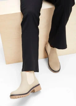bonprix Schuhe & Accessoires In Spezialgrößen·Schuhe In Übergröße|Schuhe & Accessoires In Spezialgrößen·Elastischer Schaft^Chelsea-Boots mit Profilsohle beige