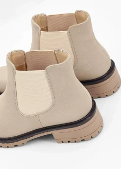 bonprix Schuhe & Accessoires In Spezialgrößen·Schuhe In Übergröße|Schuhe & Accessoires In Spezialgrößen·Elastischer Schaft^Chelsea-Boots mit Profilsohle beige