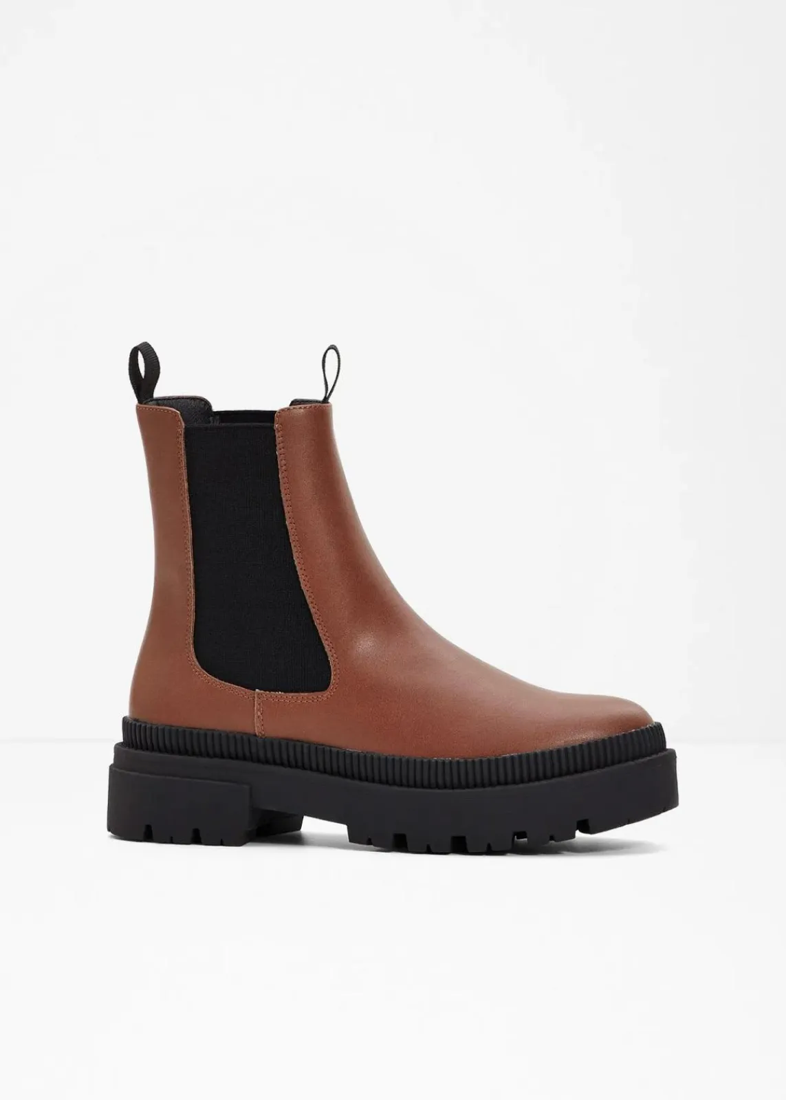 bonprix Schuhe & Accessoires In Spezialgrößen·Schuhe In Übergröße|Schuhe & Accessoires In Spezialgrößen·Elastischer Schaft^Chelsea-Boots mit Profilsohle cognac