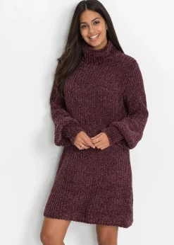 bonprix Bekleidung·Umstandsmode|Bekleidung·Pullover & Strickjacken^Chenille Strickkleid aus recyceltem Polyester aubergine