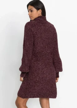 bonprix Bekleidung·Umstandsmode|Bekleidung·Pullover & Strickjacken^Chenille Strickkleid aus recyceltem Polyester aubergine