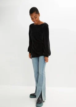 bonprix Bekleidung·Umstandsmode|Strickmode^Chenille-Longpullover schwarz