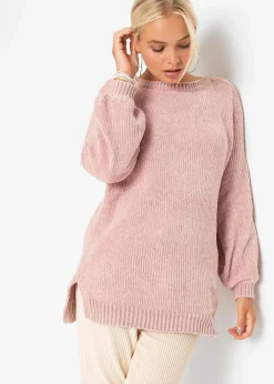 bonprix Pullover & Strickjacken|Nachhaltigere Materialien^Chenille-Longpullover vintagerosa